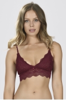 Dantelli Bralet Üçgen Kesim Ayarlanabilir Askı - Bordo