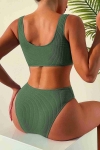 Angelsin - Angelsin Özel Fitilli Kumaş Tankini Bikini Üstü Yeşil