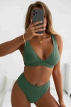 Angelsin - Angelsin Özel Kumaş Bikini Üstü Yeşil