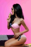 Angelsin - Angelsin Renkli Straplez Bikini Üstü Çok Renkli