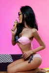 Angelsin - Angelsin Renkli Straplez Bikini Takım